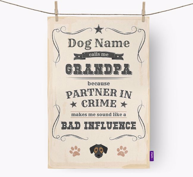 Bad Influence Grandpa: Personalized {breedFullName} Dish Towel